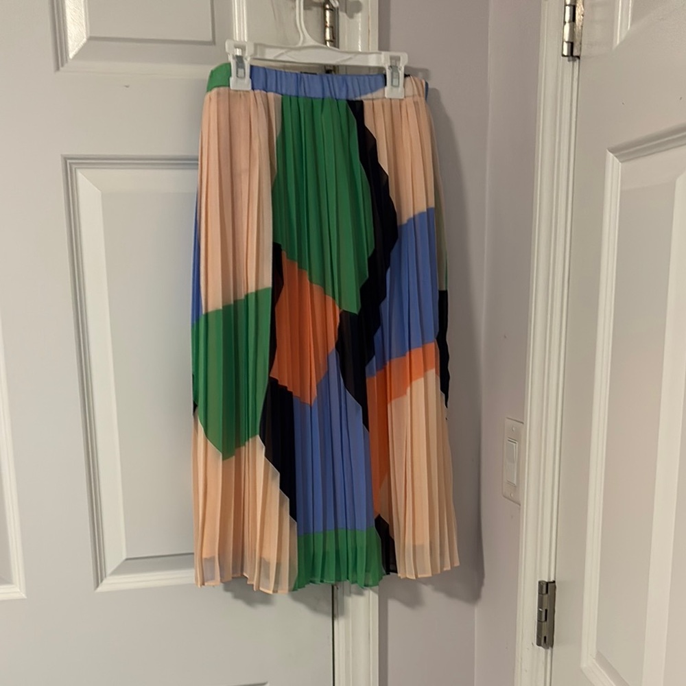 Colorful Pleated Midi Skirt